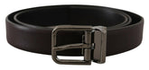 Dolce & Gabbana Dark Purple Leather Box Borchia Metal Buckle Belt -   -  Dolce & Gabbana.